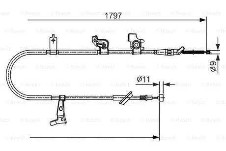 Трос ручного тормоза прав. SUZUKI SX4 06- BOSCH 1987482434