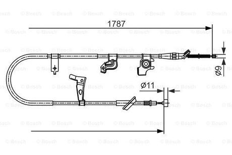 Трос ручного тормоза лев. SUZUKI SX4 06- BOSCH 1987482435