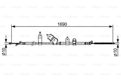 TOYOTA Трос ручного тормоза прав. YARIS / VIOS седан 1.3 06- BOSCH 1987482443