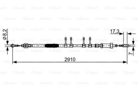 Трос ручного гальма перед. PSA Boxer/Ducato/Jumper 40-Maxi mod 06- 2910/2598 BOSCH 1 987 482 447