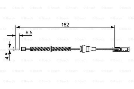 OPEL Трос ручного тормоза задн. L=182 (бараб.) Astra, Zafira 98- BOSCH 1987482449