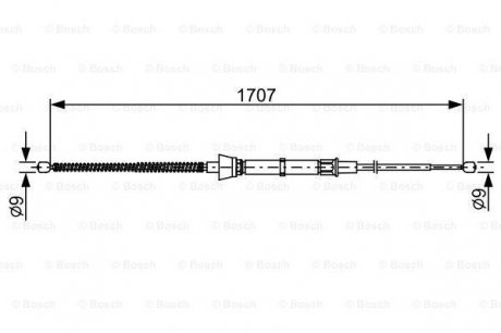 Гальмівний трос 1707mm SEAT/SKODA Toledo/Rapid \'\'R BOSCH 1987482457