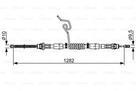 Гальмівний трос 1283mm FORD Transit \'\'RR \'\'00-06 BOSCH 1987482462