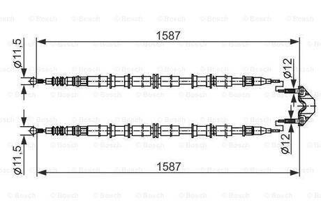 OPEL Трос ручного тормоза Astra G 04- BOSCH 1987482537
