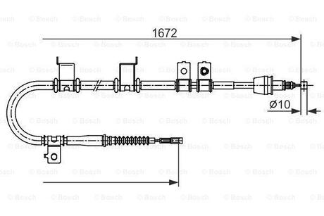 HYUNDAI Трос ручного тормоза задний левый i30 07- BOSCH 1987482713