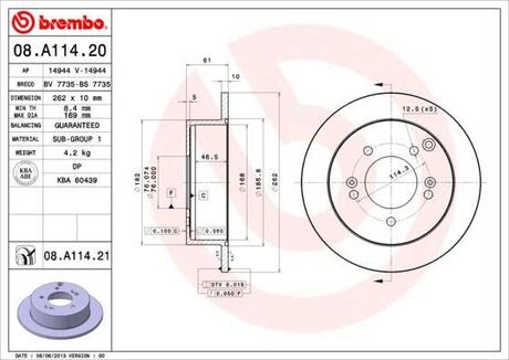 Гальмівний диск BREMBO 08A11420