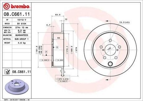 Тормозной диск BREMBO 08.C661.11