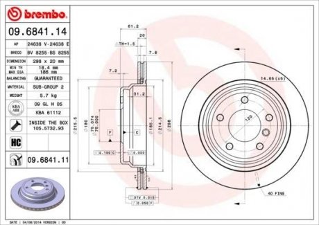 Тормозной диск BREMBO 09.6841.11