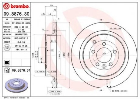 Тормозной диск BREMBO 09.8876.31