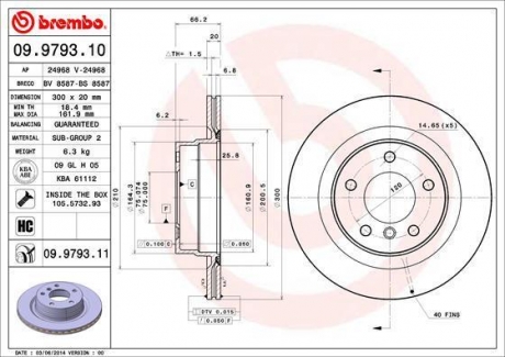 Тормозной диск Painted disk BREMBO 09.9793.11