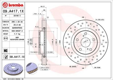 Тормозной диск Xtra BREMBO 09.A417.1X