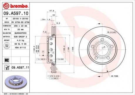 Тормозной диск BREMBO 09.A597.11