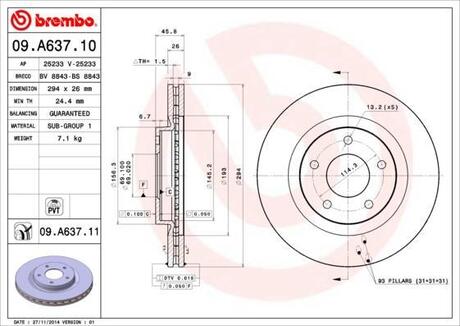 Гальмівний диск BREMBO 09A63710