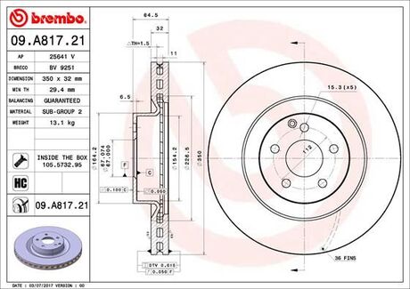 Гальмвний диск BREMBO 09A81721