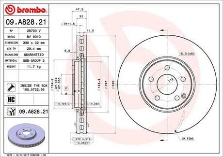 Гальмвний диск BREMBO 09A82821