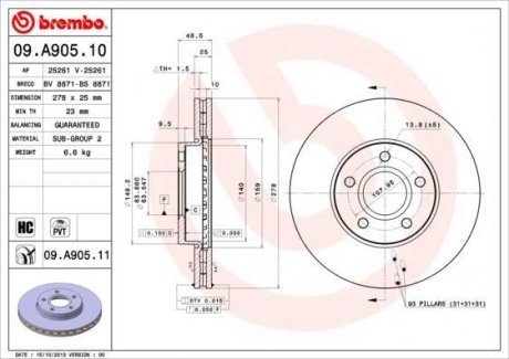 Тормозной диск BREMBO 09A90511