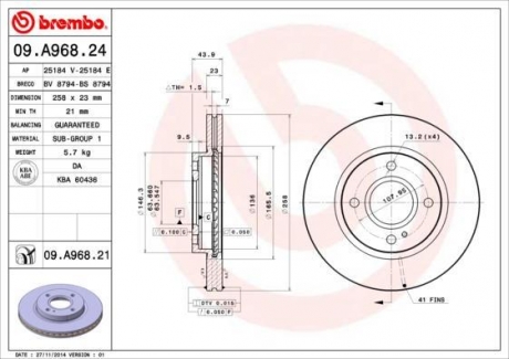 Диск гальмівний BREMBO 09.A968.24