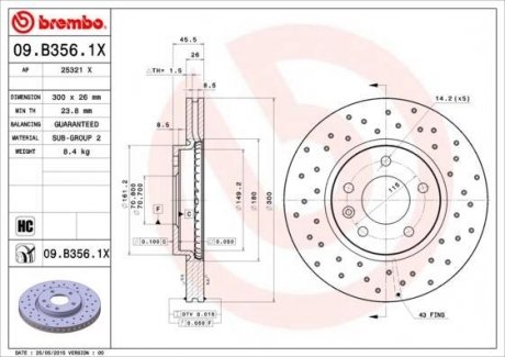 Диск перфорированный xtra 09.b356.1x BREMBO 09B3561X