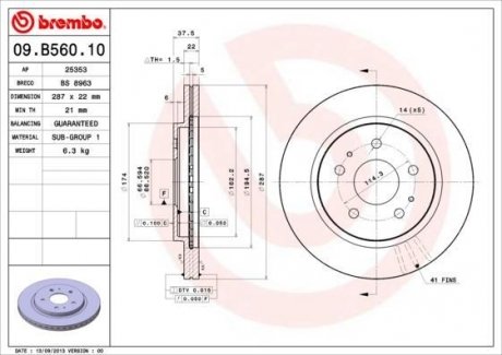 Тормозной диск BREMBO 09.B560.10