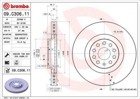 Тормозной диск BREMBO 09C30611