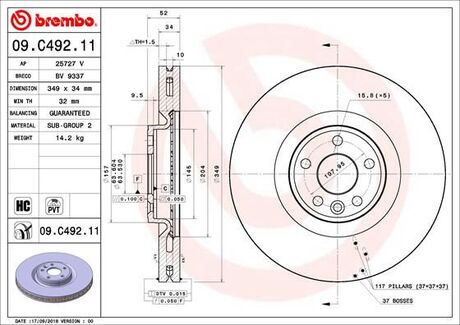 Диск тормозной BREMBO 09C49211