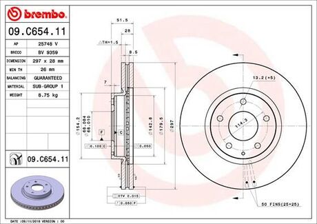 Диск гальмівний BREMBO 09C65411