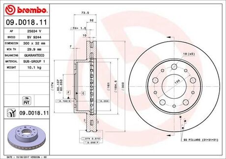 Гальмівний диск BREMBO 09D01811