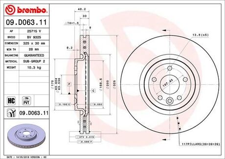 TARCZA HAMULCOWA PRZOD BREMBO 09D06311