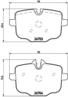 Колодка гальм. диск. BMW 5 (F10,F11) 11-,6 (F12) 640I,650I CABRIO 11- задн. BREMBO P06061