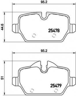 Тормозные колодки дисковые, к-кт. BREMBO P06080