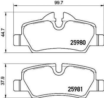 Тормозные колодки дисковые, к-кт. BREMBO P06090