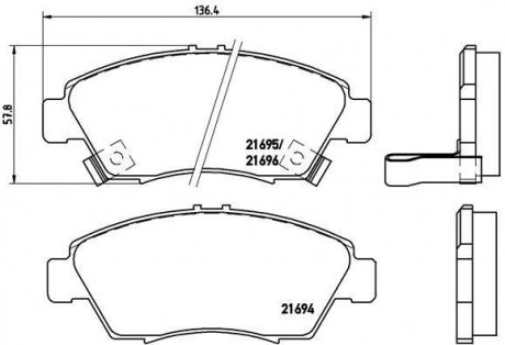 Тормозные колодки дисковые, к-кт. BREMBO P 28 023