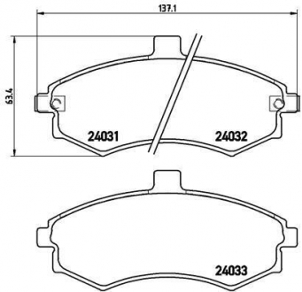 Комплект гальмівних колодок з 4 шт. дисків BREMBO P30020