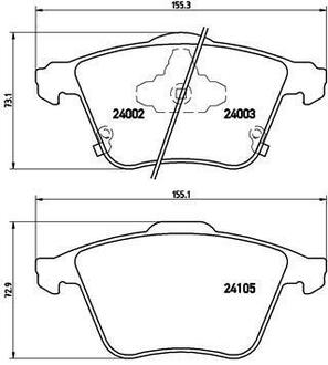 Тормозные колодки дисковые, к-кт. BREMBO P49 038