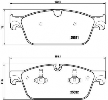 Комплект гальмівних колодок з 4 шт. дисків BREMBO P50102