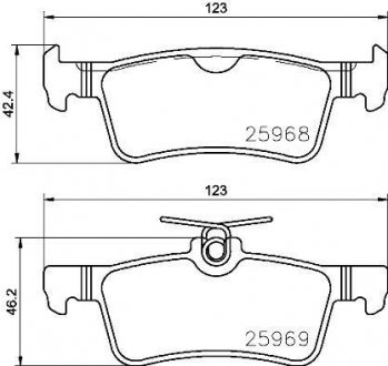 Колодки тормозные peugeot 308 14- задние диск d=268мм. BREMBO P61126