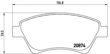 Тормозные колодки дисковые, к-кт. BREMBO P 68 034