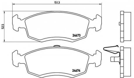 Гальмівні колодки, дискове гальмо (набір) BREMBO P 68 039