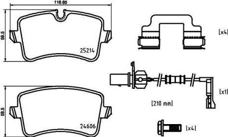 Комплект гальмівних колодок з 4 шт. дисків BREMBO P85150