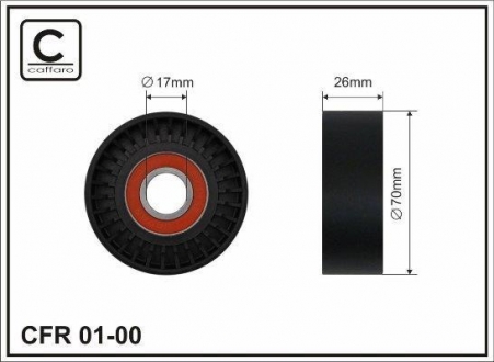 Ролик натяжителя ручейкового ремня VW 1.6(AEE) с ГУ, 1.4 99- CAFFARO 01-00