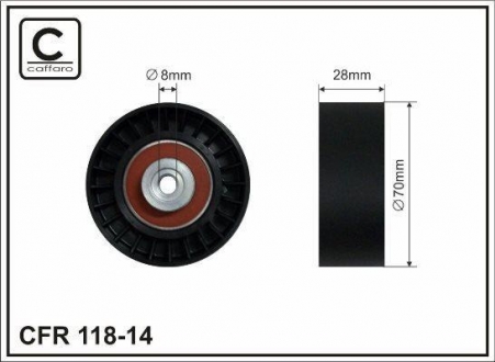 Ролик натяжной ремня Seat/Skoda/VW 1.0/1.2/1.7/1.9SDI 94- CAFFARO 118-14