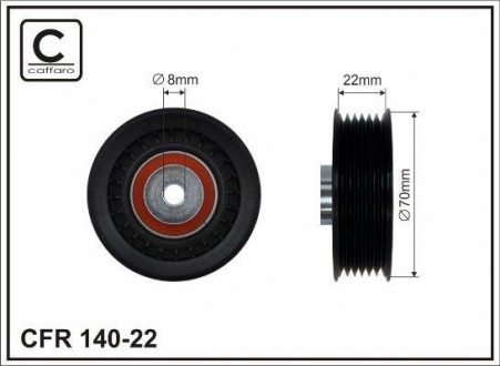 Ролик натяжной ручейкового ремня Mercedes M102-104, OM601-603 (без ГУ) CAFFARO 140-22