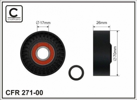 Ролик натяжителя ремня агрегатов SEAT Ibiza III, SKODA Fabia, Roomster, VW Polo; CAFFARO 271-00