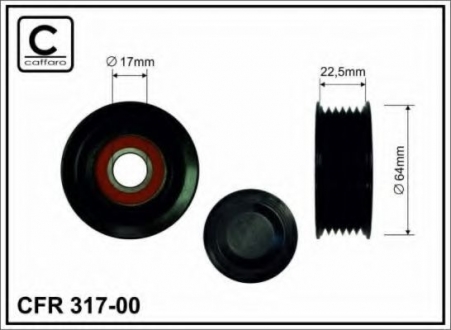 64x17x22,5 Ролiк промiжний DB C W203/W204, E W211, R W251, Sprinter C230-E500 01.05- CAFFARO 317-00