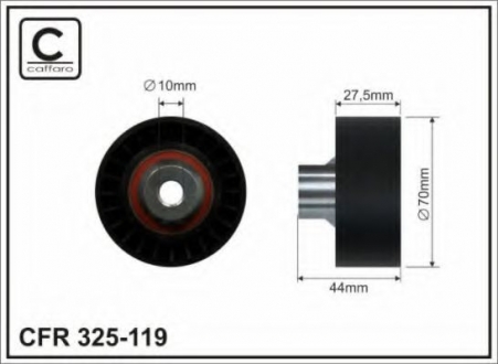 70x10x27 Ролік паска ГРМ проміжний Peugeot 207/307 1.4/1.6YHdi CAFFARO 325-119