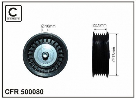 Ролик обводной ГРМ (76x10x22,5) Kangoo, Logan; Renault Laguna III, Logan 1,5dci CAFFARO 500080