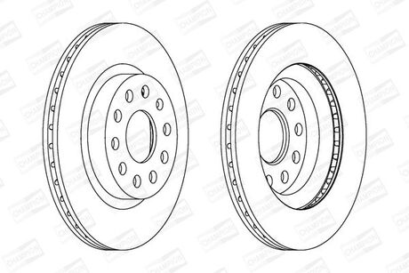 VW Диск тормозной перед.(вентил.) Audi A3 03-Golf V,Caddy III 04- CHAMPION 562237CH