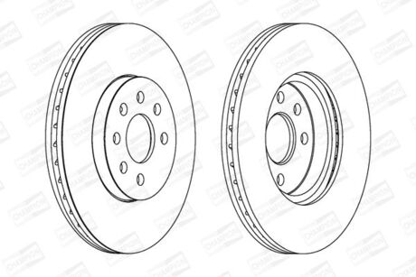 OPEL Диск тормозной передн.вентилир.Astra H,Combo,Meriva 03- CHAMPION 562278CH