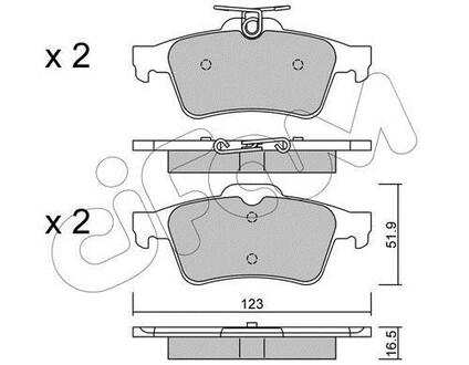 Колодка торм. диск. FORD FOCUS, MAZDA 3,5, OPEL VECTRA C, RENAULT LAGUNA задн. CIFAM 822-337-1