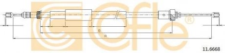 Трос стояночного тормоза COFLE 11.6668